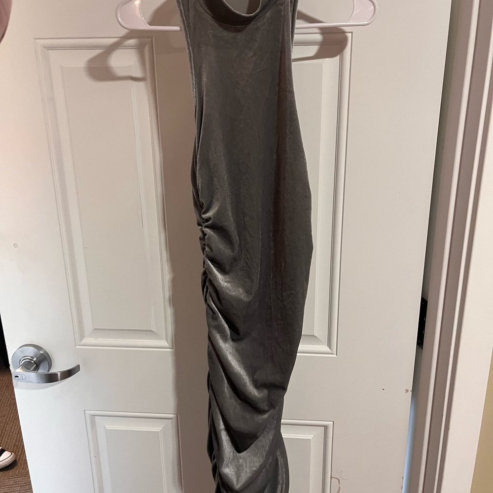 Forever 21 Metallic Gray Backless Dress